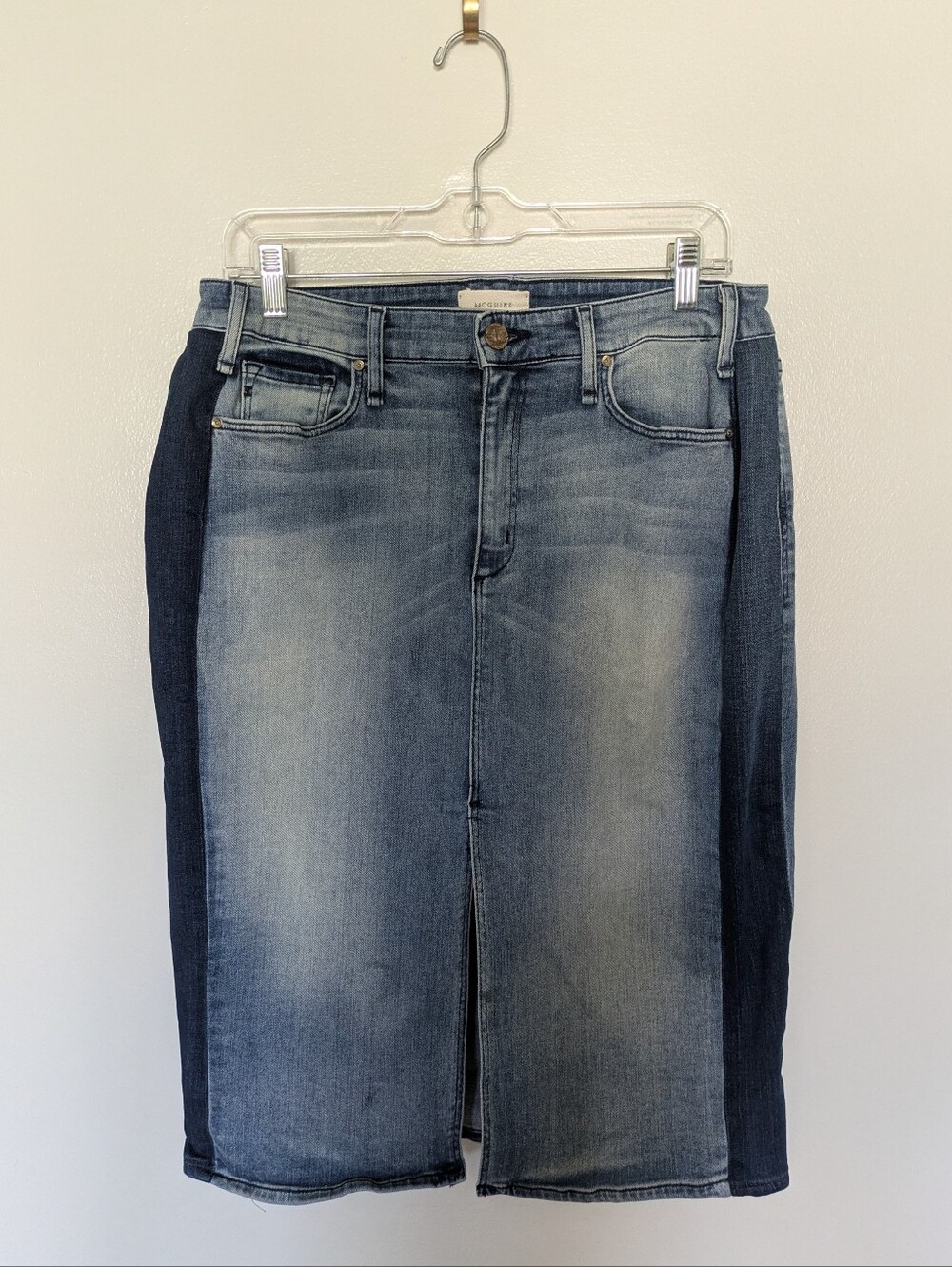 McGuire Denim Two-Tone Blue Denim Pencil Skirt 31